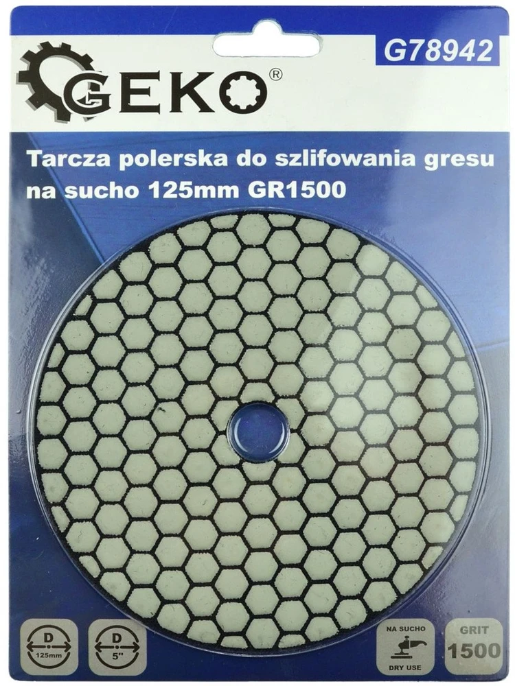 Geko poliravimo diskas sausam akmens masės šlifavimui 125 mm GR1500 (25/250)