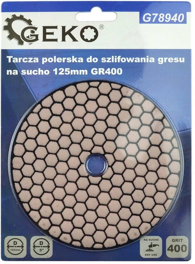 Geko poliravimo diskas sausam akmens masės šlifavimui 125 mm GR400 (25/250)