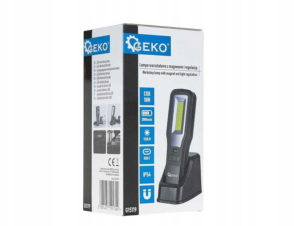 Geko Darbo lempa POWERBANK su magnetu ir reguliavimu + įkrovimo stotis LED COB 10W + 5W 2000mAh 550lm IP54 (10/20)