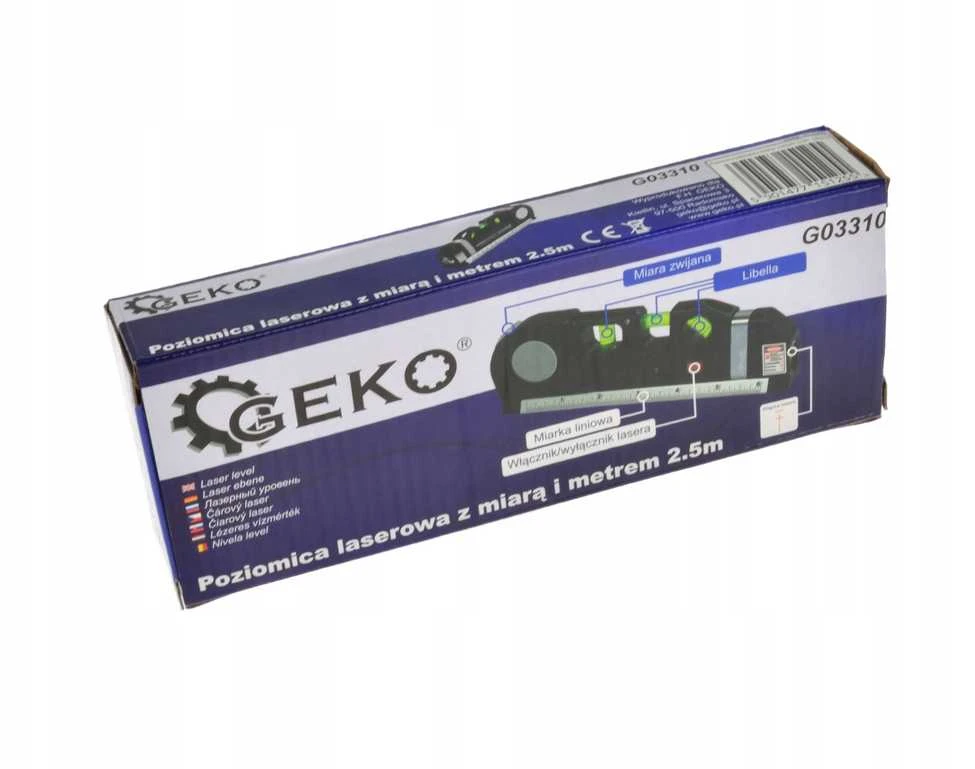 Geko lazerinis nivelyras su matavimo prietaisu ir matuokliu 2,5 m (50)