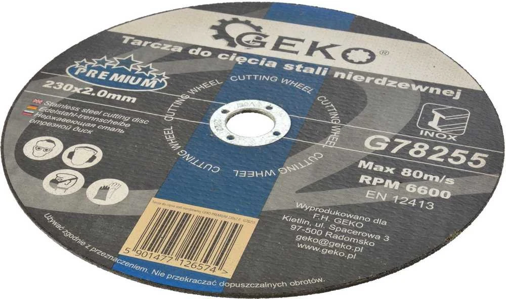 Geko PREMIUM nerūdijančio plieno pjovimo diskas 230x2.0 (G78255)