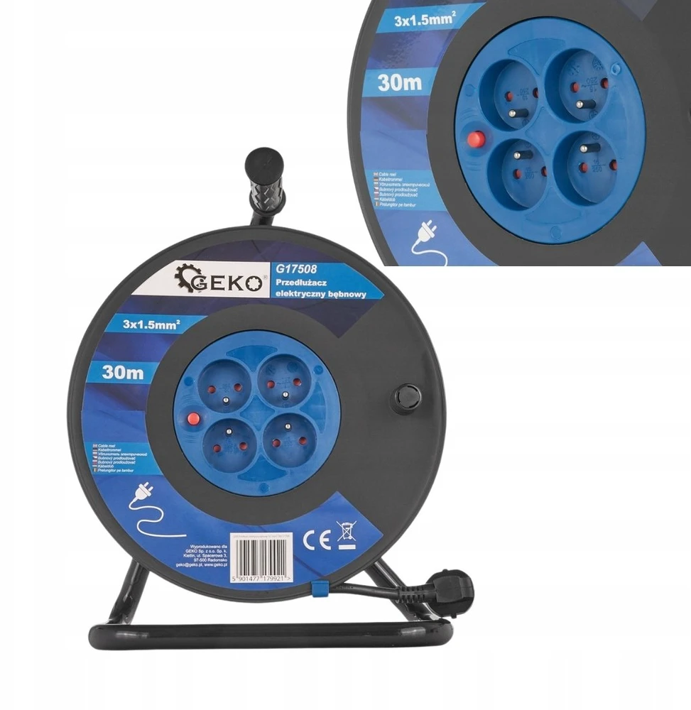 Geko Elektrinis prailgintuvas su rite 3x1,5mm2 30m (1)