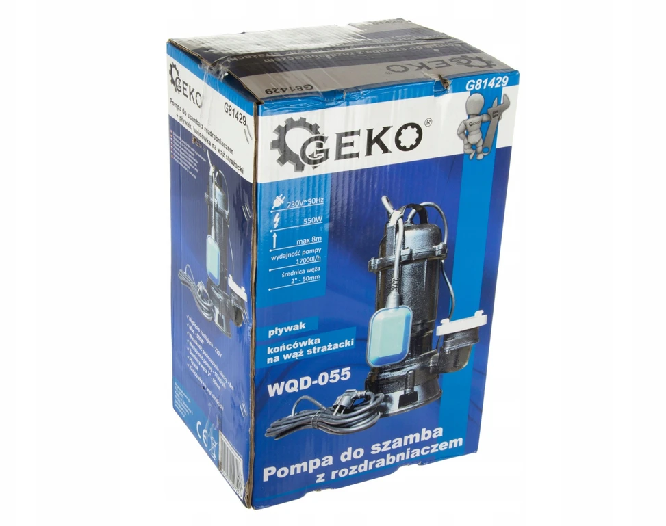 Geko 550W purvo vandens siurblys su plūde ir gaisrinės žarnos antgaliu