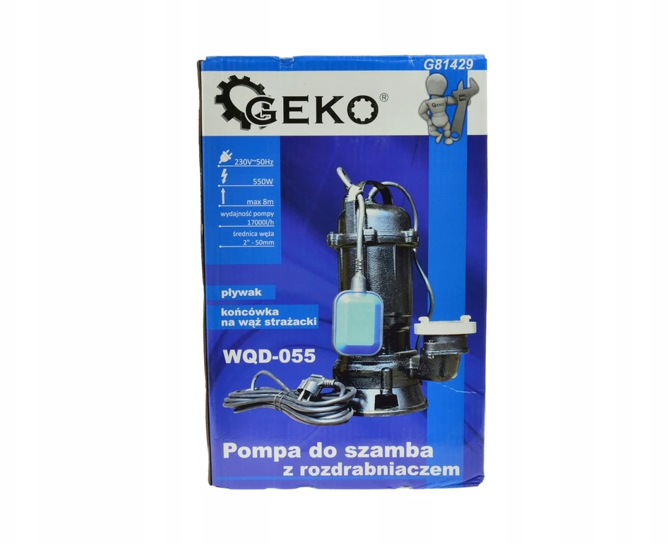 Geko 550W purvo vandens siurblys su plūde ir gaisrinės žarnos antgaliu