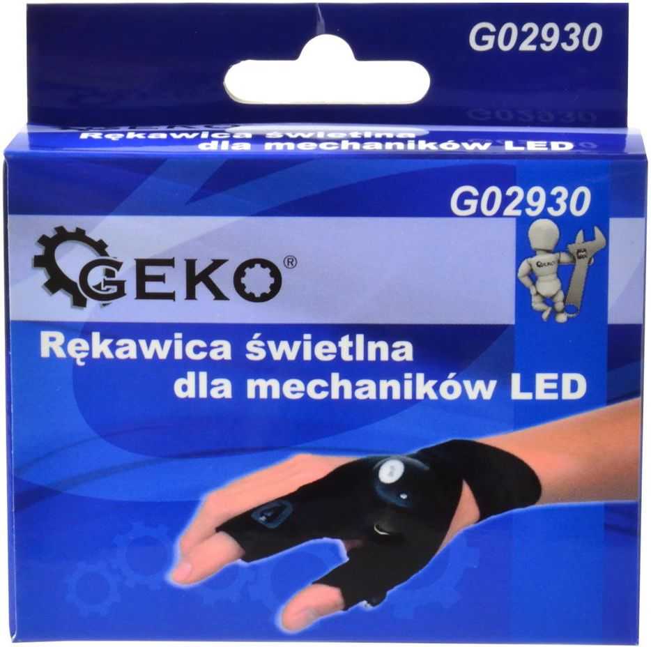 Geko Šviesos mechanikos pirštinė su LED darbiniu žibintuvėliu, atspari vandeniui, universali