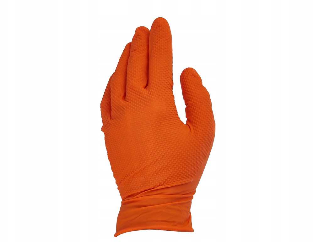Geko Nitrilinės pirštinės SOLID GRIP 50 vnt. dydis S oranžinės (10)