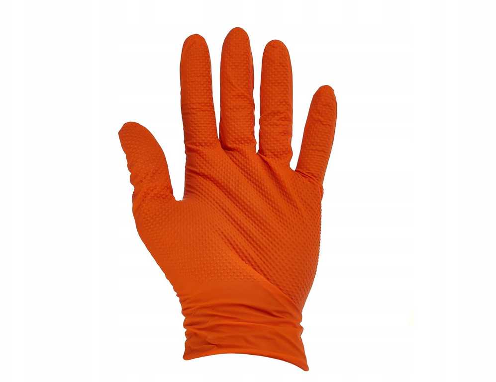 Geko Nitrilinės pirštinės SOLID GRIP 50 vnt. dydis S oranžinės (10)