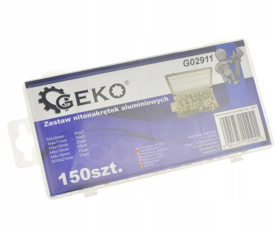 Geko Rinkinys aliuminio kniedžių veržlės 150 vnt. (20)