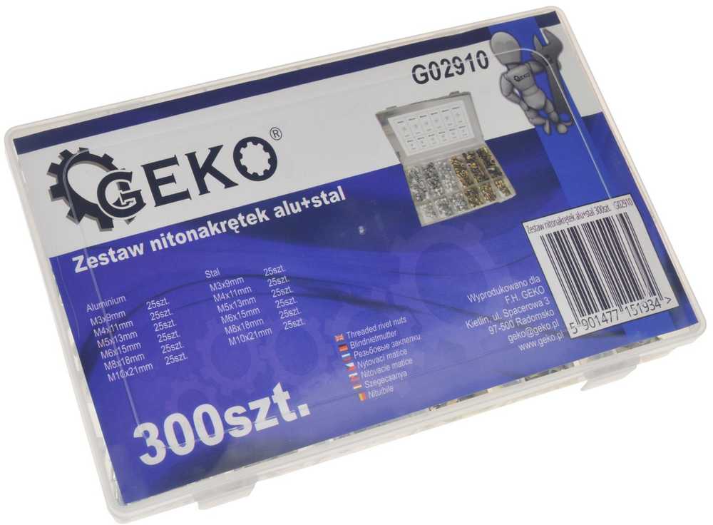 Kniedės Geko U02910; 300 vnt.