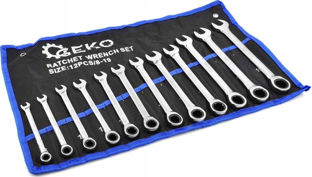 Geko Rinkinys plokščių dvikilpių veržliarakčių su grzechotką 12szt. 8-19mm (10)