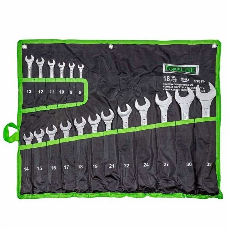 Įrankių rinkinys Geko Rinkinys plokščių dvikilpių veržliarakčių 18el. (8-32mm)