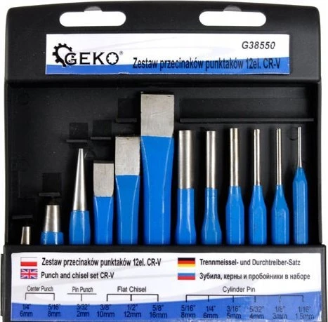 Geko Rinkinys kaltų ir štancerių (12 vnt.) G38550 GEKO