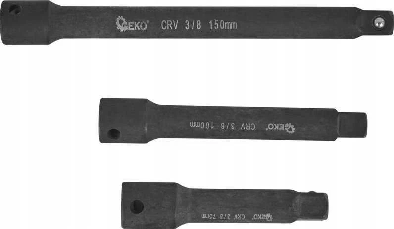 Geko Smūginių prailginimų rinkinys 1/4" 3/8" 1/2" CrV 9 vnt. (15)