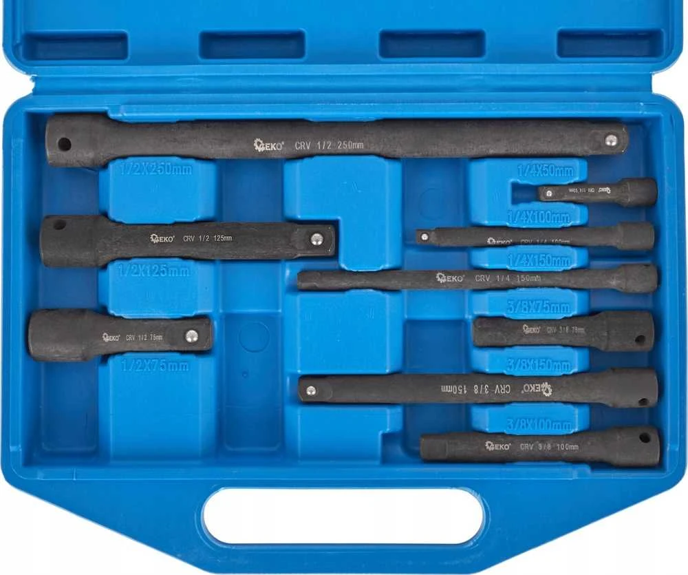 Geko Smūginių prailginimų rinkinys 1/4" 3/8" 1/2" CrV 9 vnt. (15)