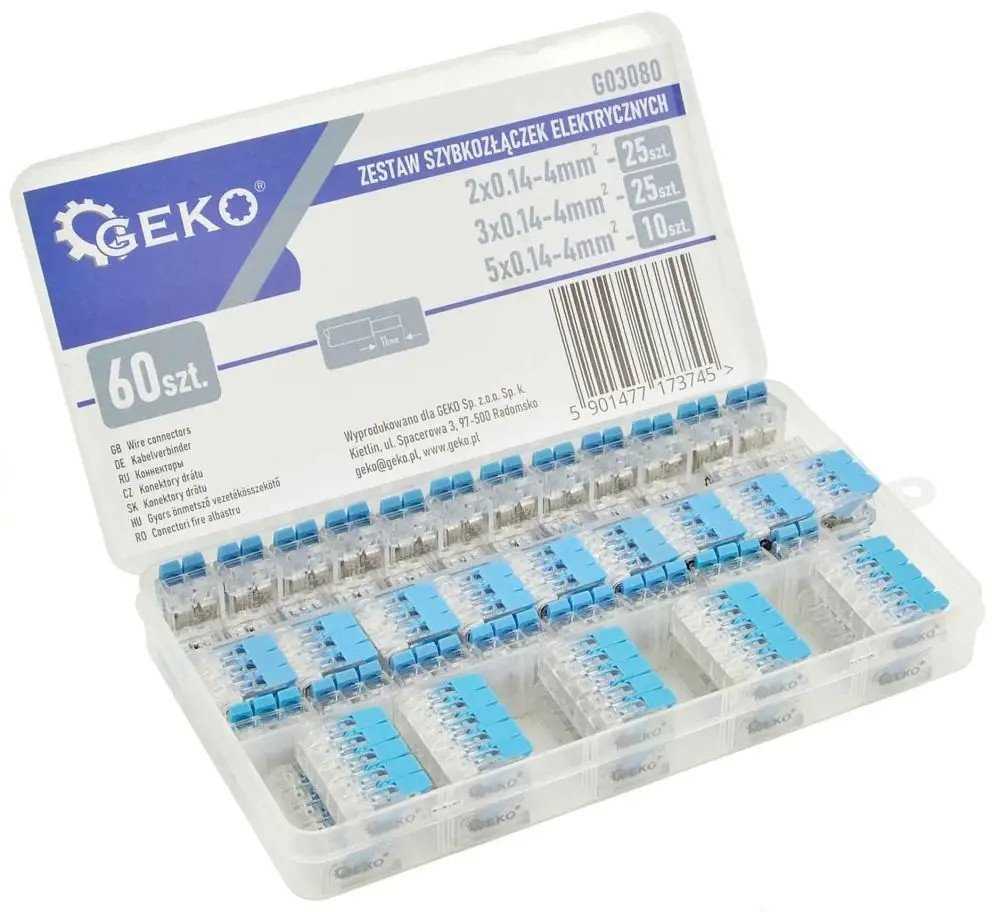 Geko Rinkinys SZYBKOZŁĄCZEK ELEKTRYCZNYCH 60el.