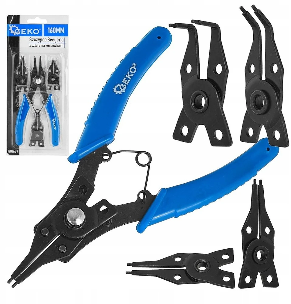 Geko Seegerio segtukų replės su keturiais keičiamais antgaliais 160mm (12/60)