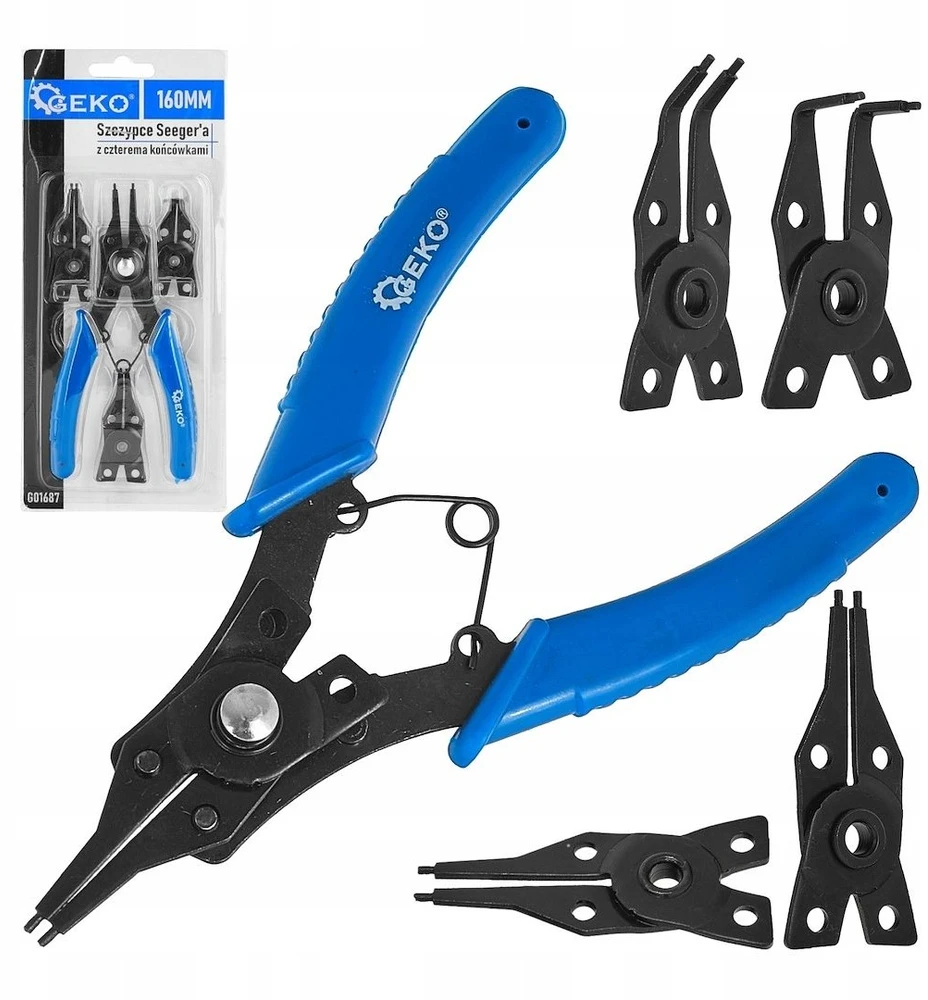 Geko Seegerio segtukų replės su keturiais keičiamais antgaliais 160mm (12/60)