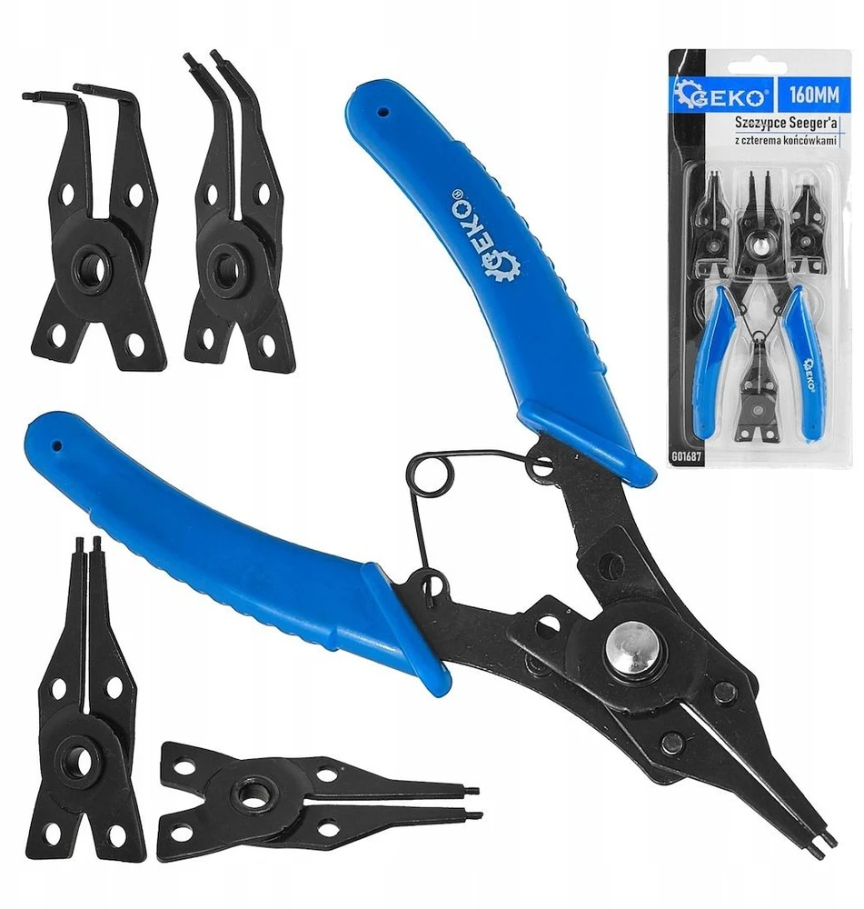Geko Seegerio segtukų replės su keturiais keičiamais antgaliais 160mm (12/60)