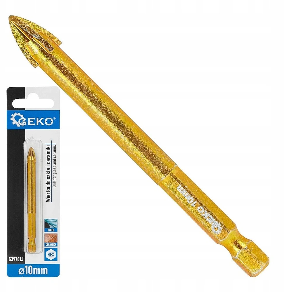 Grąžtas Geko Grąžtas stiklui ir keramikai HEX 10mm (500)