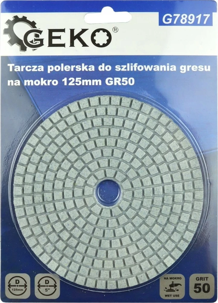 Geko šlapio poliravimo diskas akmens masės dirbiniams 125mm GR50 (5/250)