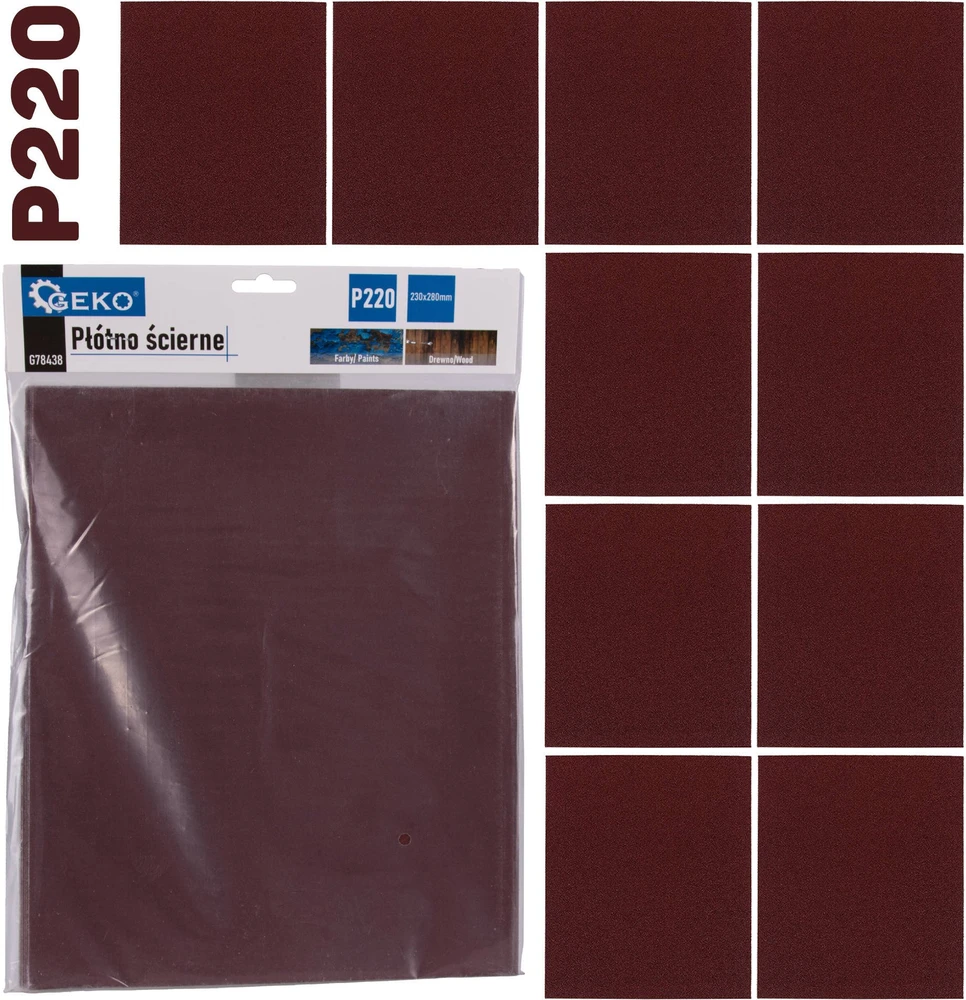Geko Šlifavimo audinys – lapas 230x280 mm P220 (10/500)