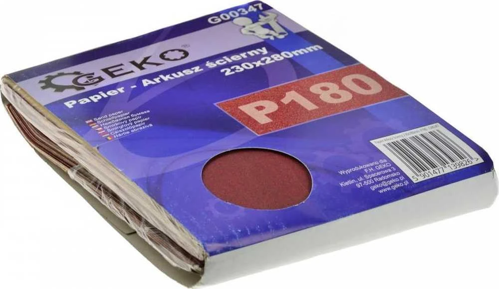 Geko Šlifavimo POPIERIAUS LAPAS 230X280MM P180 (50/100/1000) G00347 GEKO