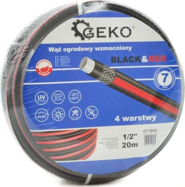 Geko sodo žarna WZMACNIANY Juodas&Raudonas 1/2'' 50M (1) G73694 GEKO