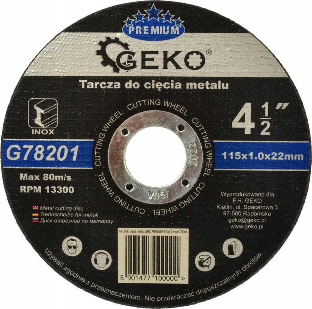 Geko Tarcza do cięcia metalu PREMIUM 115x1,0 Inox(10/100/400)