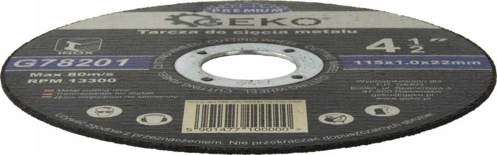 Geko Tarcza do cięcia metalu PREMIUM 115x1,0 Inox(10/100/400)