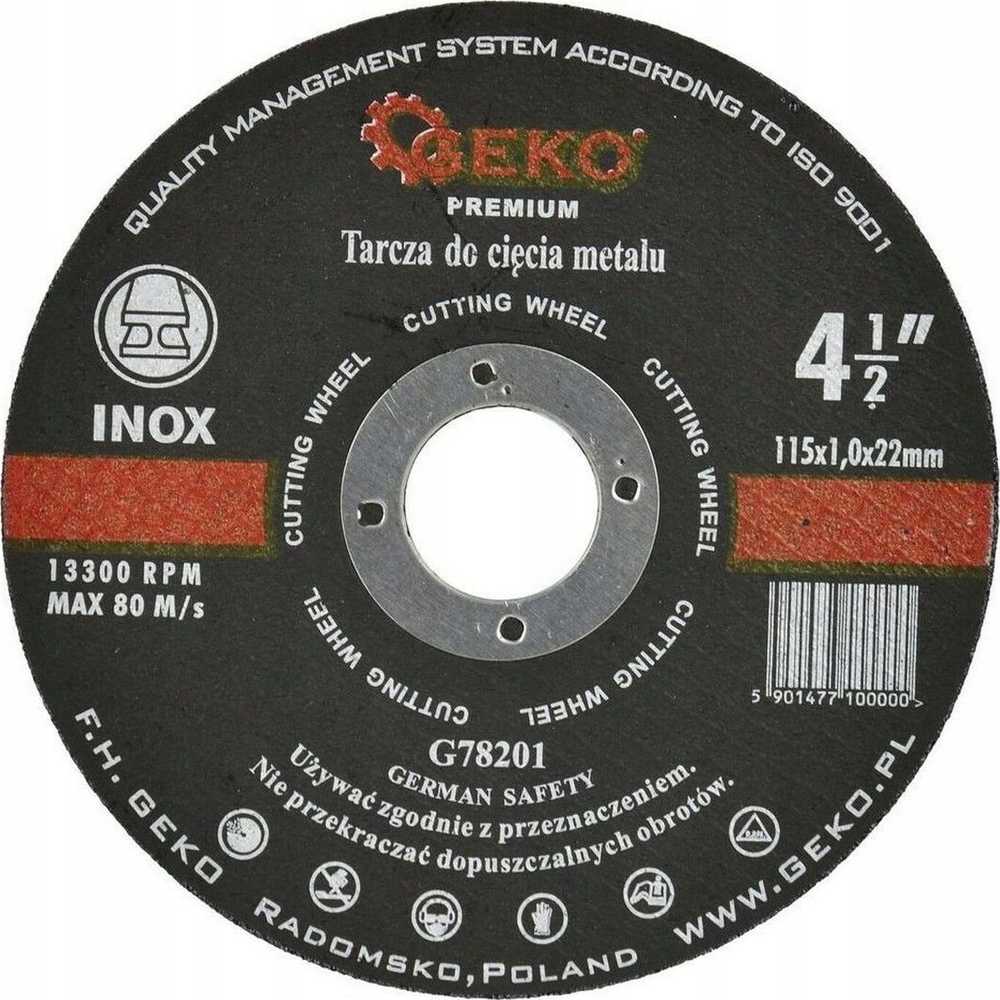 Geko Tarcza do cięcia metalu PREMIUM 115x1,0 Inox(10/100/400)