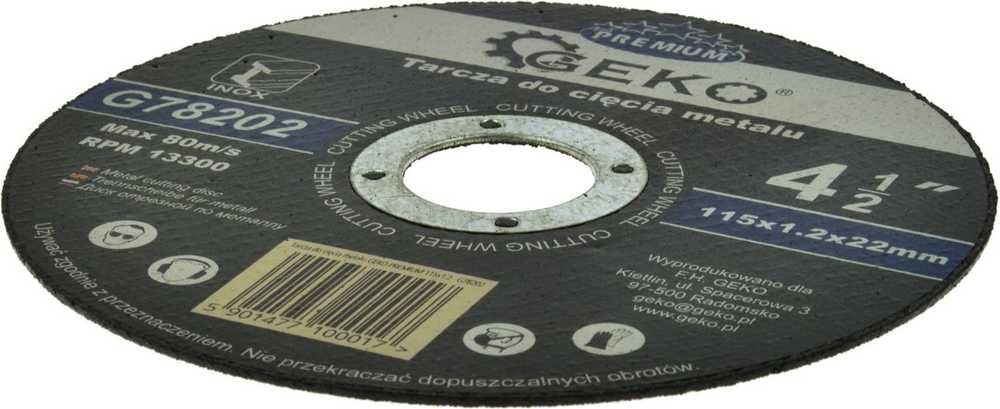 Geko tarcza do cięcia metalu Premium 115x1,2 Inox (G78202)