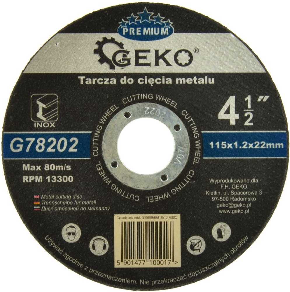 Geko tarcza do cięcia metalu Premium 115x1,2 Inox (G78202)
