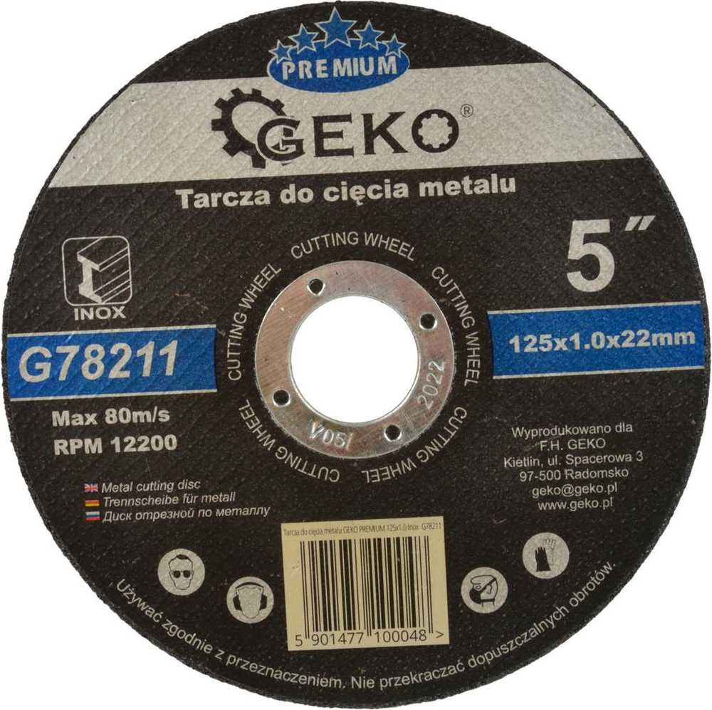 Geko tarcza do cięcia metalu Premium 125x1.0 Inox (G78211)