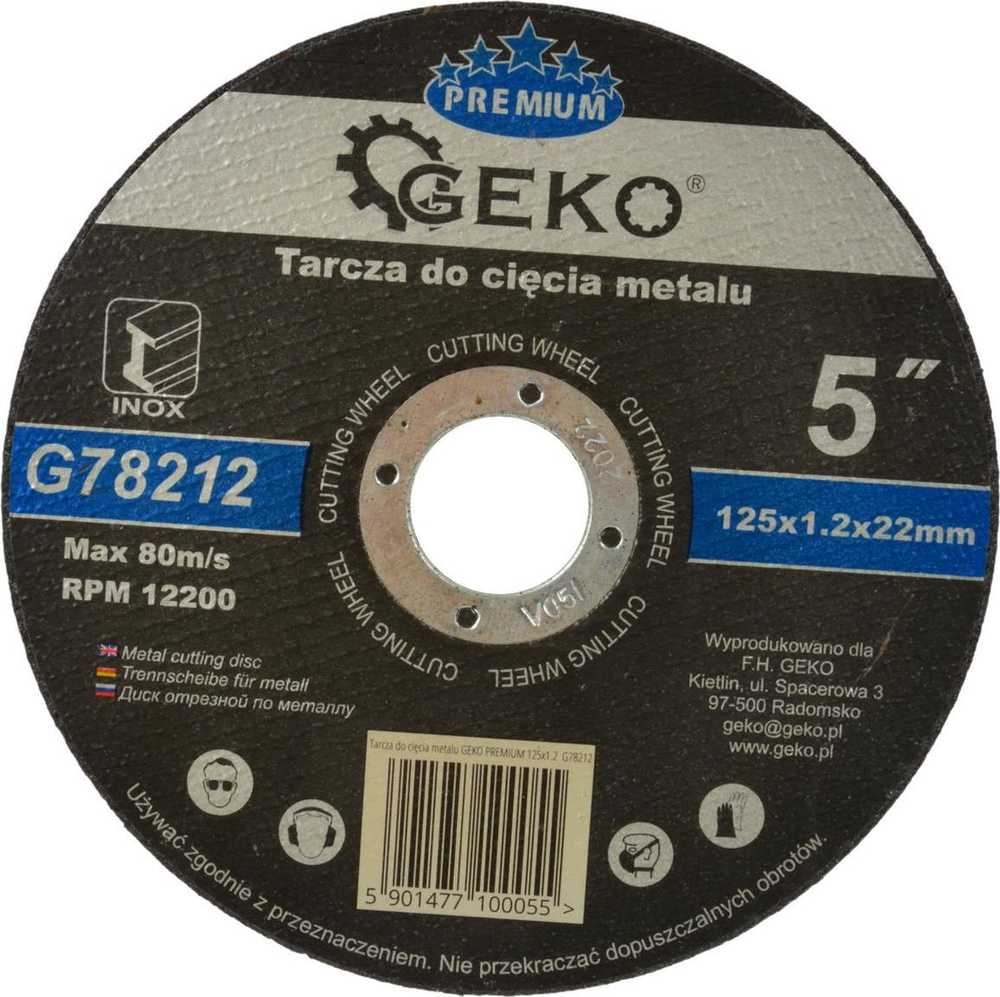 Geko tarcza do cięcia metalu Premium 125x1,2 Inox (G78212)