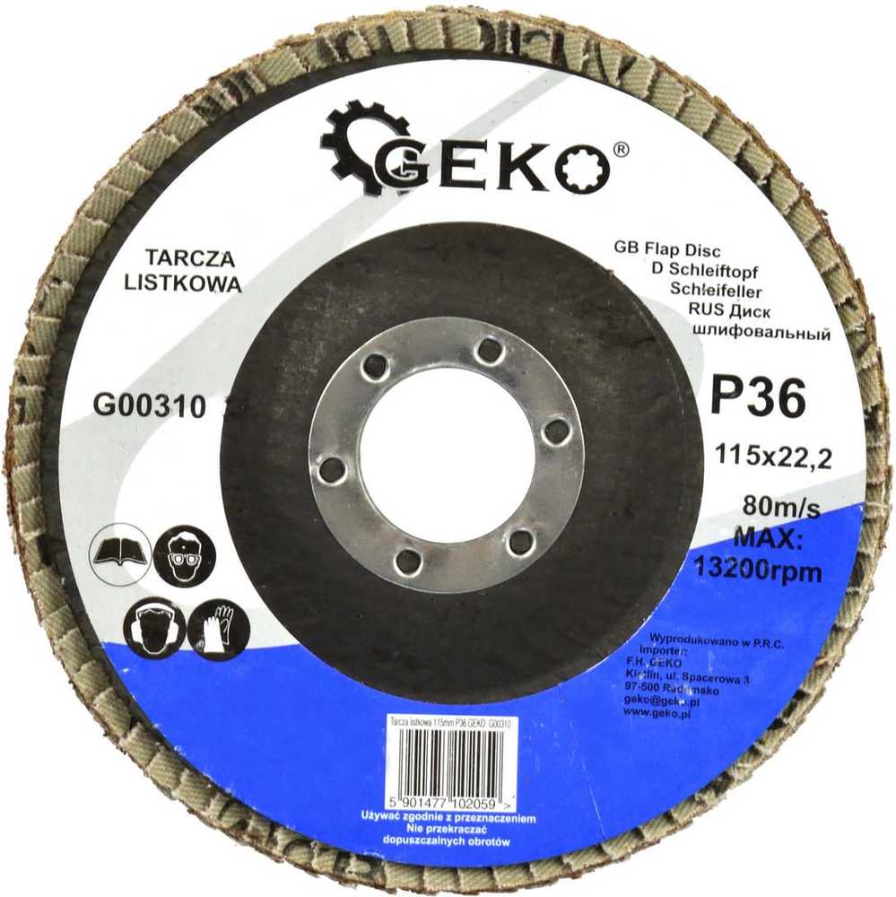Geko plokštelinis šlifavimo diskas 115 mm P36 (G00310)