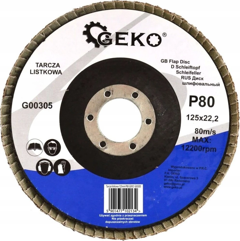 Geko Tarcza listkowa 125mm P80 (10/200)