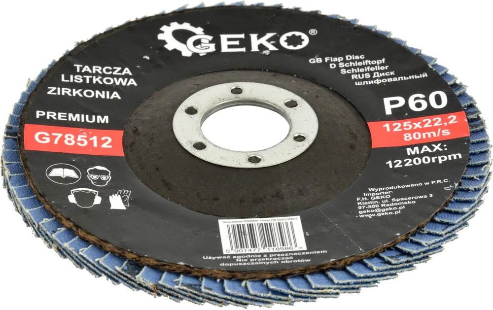 Geko Flap diskas ''CYRKON'' 125 mm P60 GEKO PREMIUM (10/200)