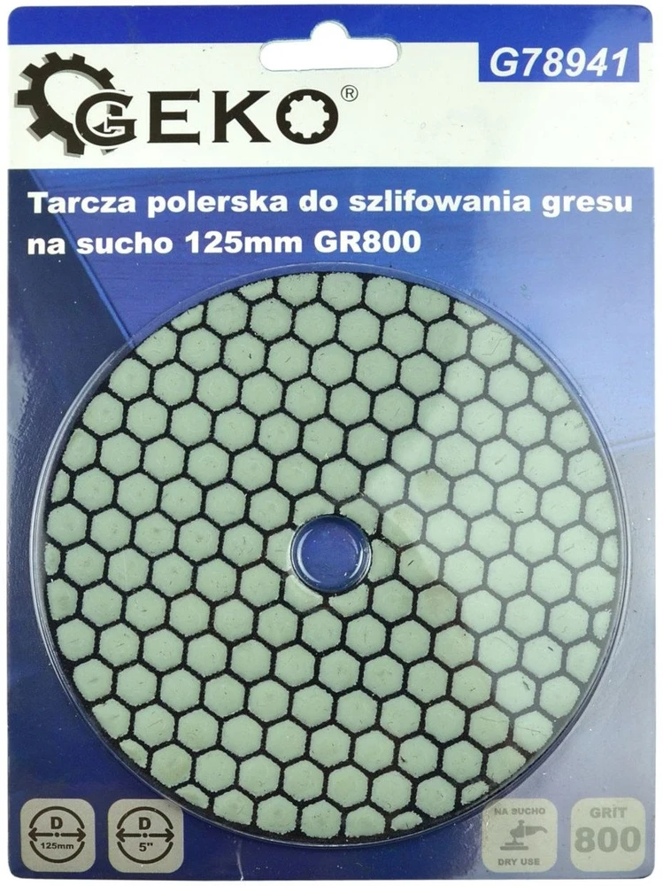 Geko Tarcza polerska do szlifowania gresu na sucho 125mm GR800 (25/250)
