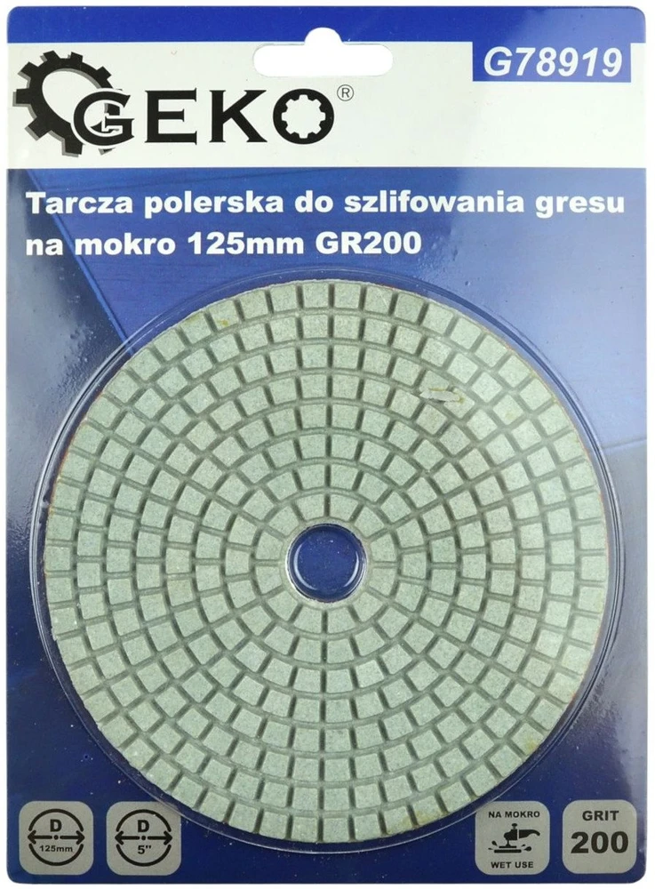 Geko poliravimo diskas šlapiam akmens masės šlifavimui 125 mm GR200 (5/25/250)