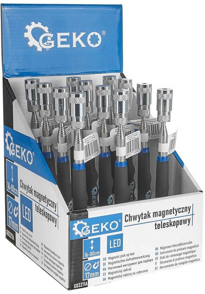 Geko Magnetinis teleskopinis griebtuvas + LED 80 cm – parodos kartoninė pakuotė (12/48)