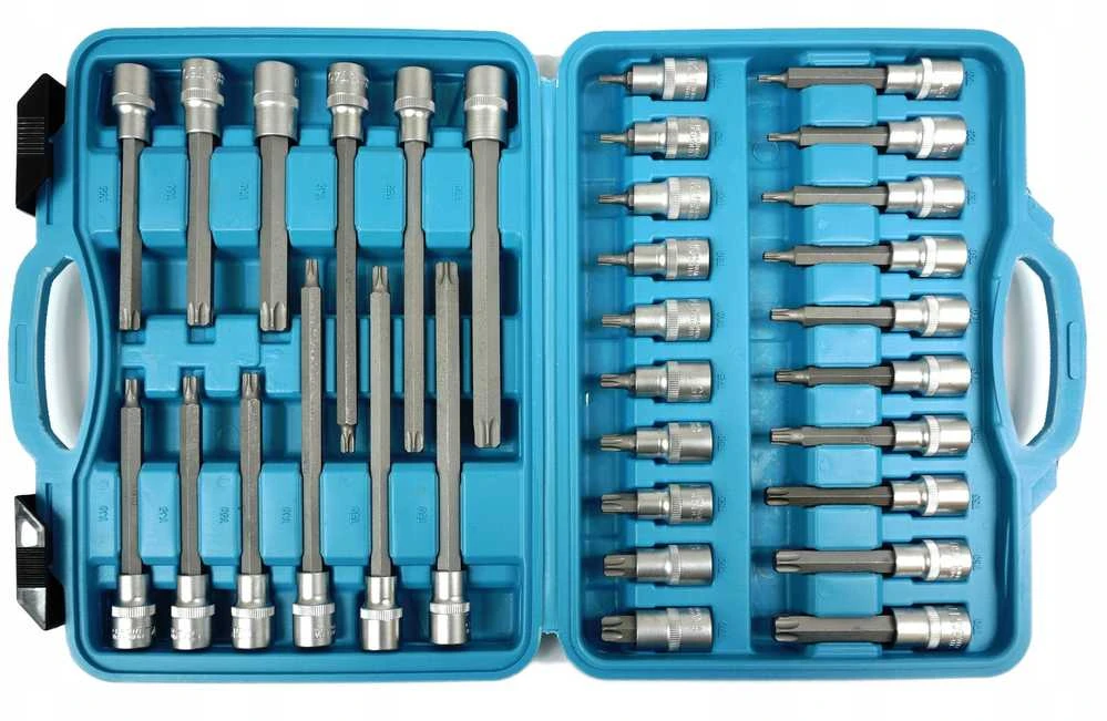 SILVER Sidabrinis Sidabrinis TORX raktų rinkinys 1/2″ prailgintas 32 vnt.