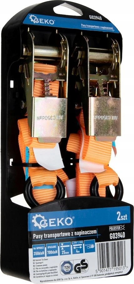 Geko Transportavimo diržai su įtempėju 4m x 25mm 700kg 2 vnt. (10)