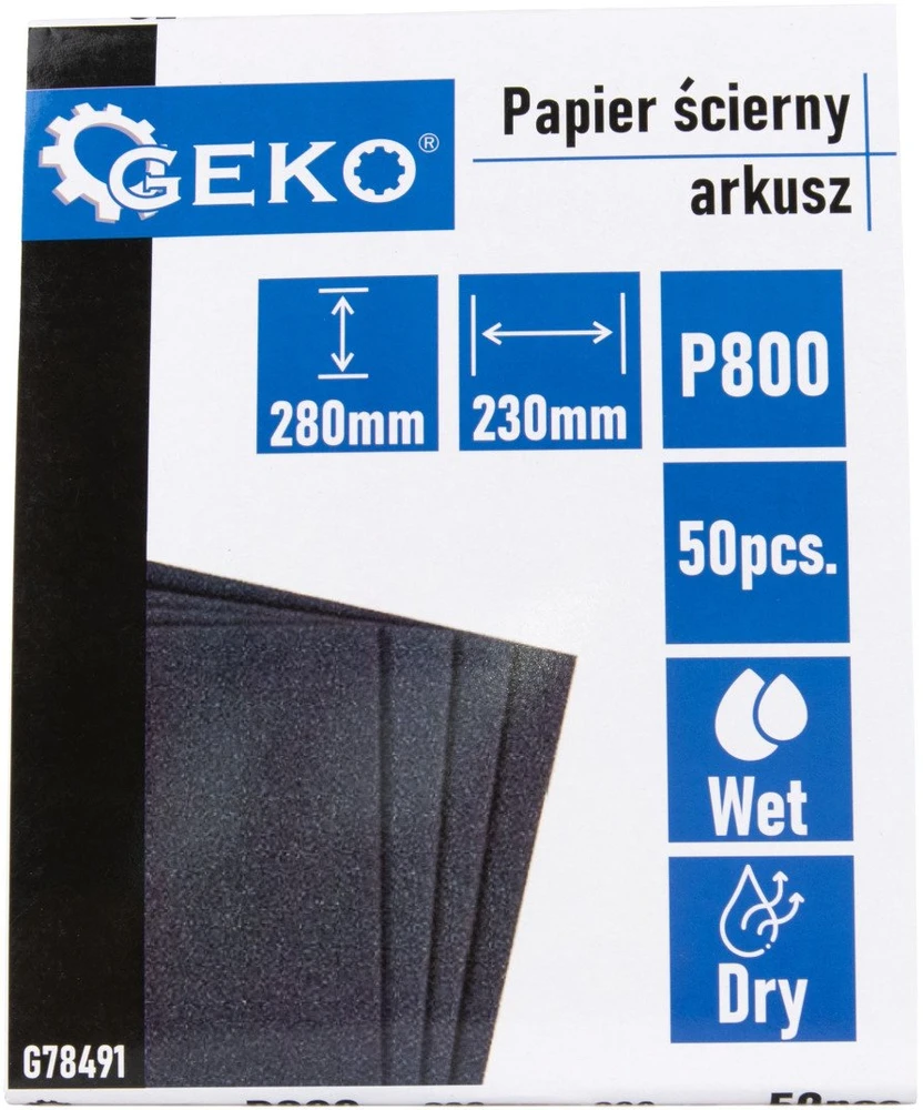 Geko Vandens pagrindo švitrinis popierius – lapas 230x280 mm P800 (50/1000)