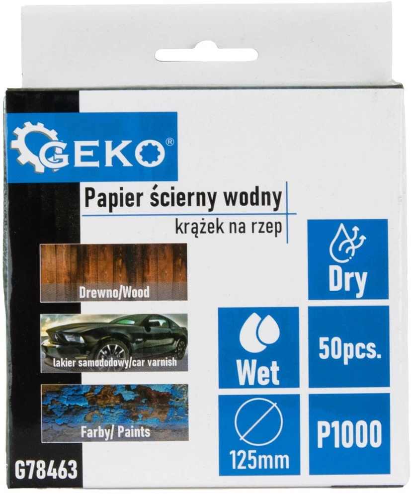 Geko Vandens šlifavimo popierius – diskas ant lipduko 125mm P1000 (50/1000)