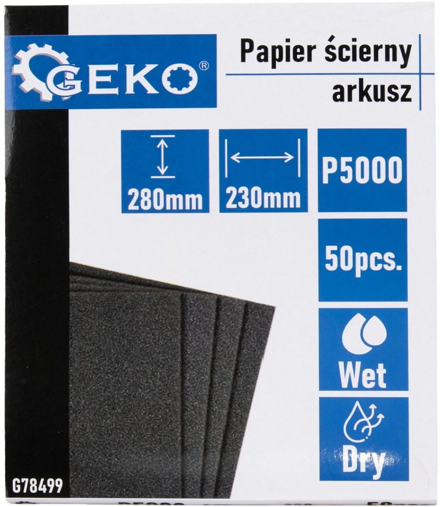 Geko Vandenyje šlifuojamasis popierius – lapas 230x280mm P5000 (50/1000)
