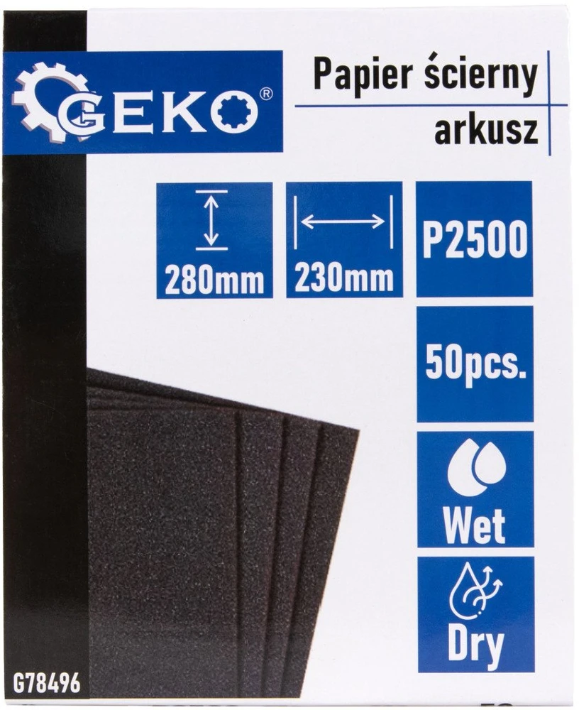 Geko Vandens pagrindo švitrinis popierius – lapas 230x280 mm P2500 (50/1000)
