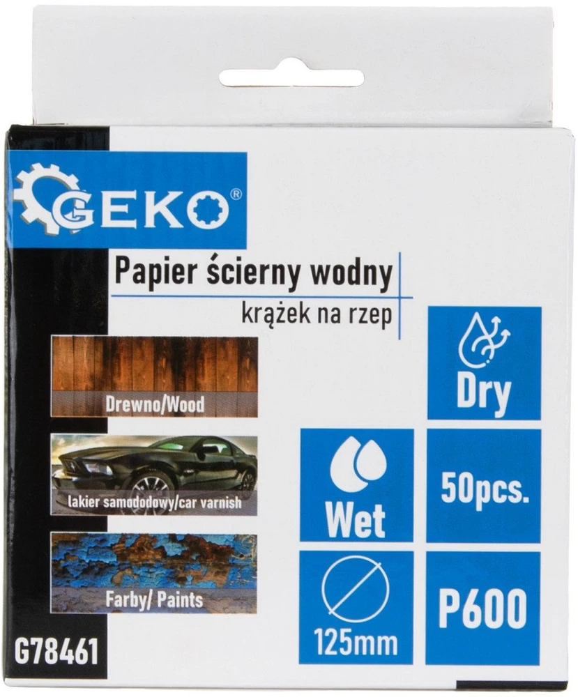 Geko Šlifavimo popierius vandeniui – diskas su velcro 125 mm P600 (50/1000)