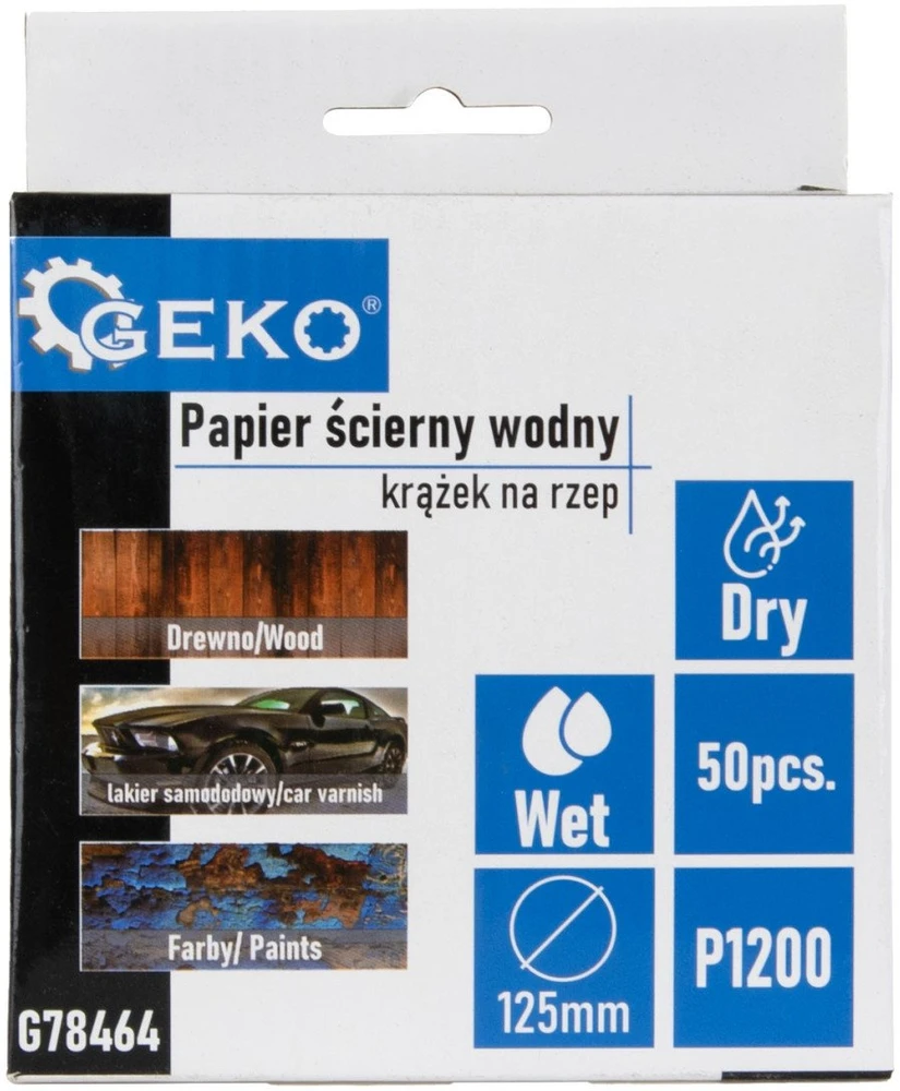 Geko Šlifavimo popierius vandeniui – diskas su Velcro 125 mm P1200 (50/1000)