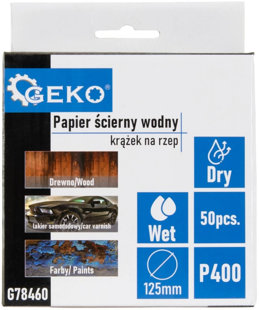 Geko Šlifavimo popierius vandeniui – diskas su Velcro 125mm P400 (50/1000)