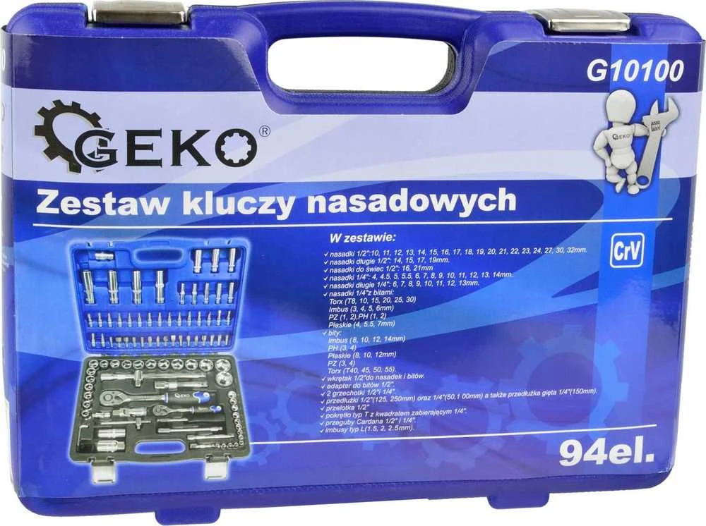 Galvučių ir rankenų rinkinys 94 vnt. GEKO G10100